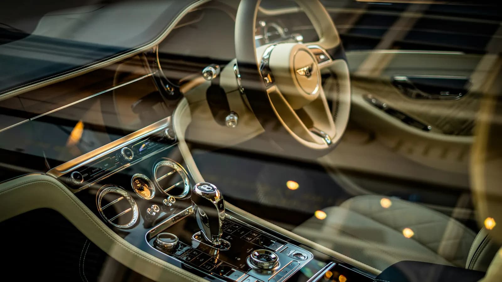 Leather interior of a premium rental car